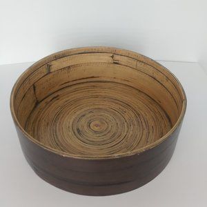 MCM Style Lacquered Bamboo Tray Minimalist Scandanavian Decor Round Deep Storage